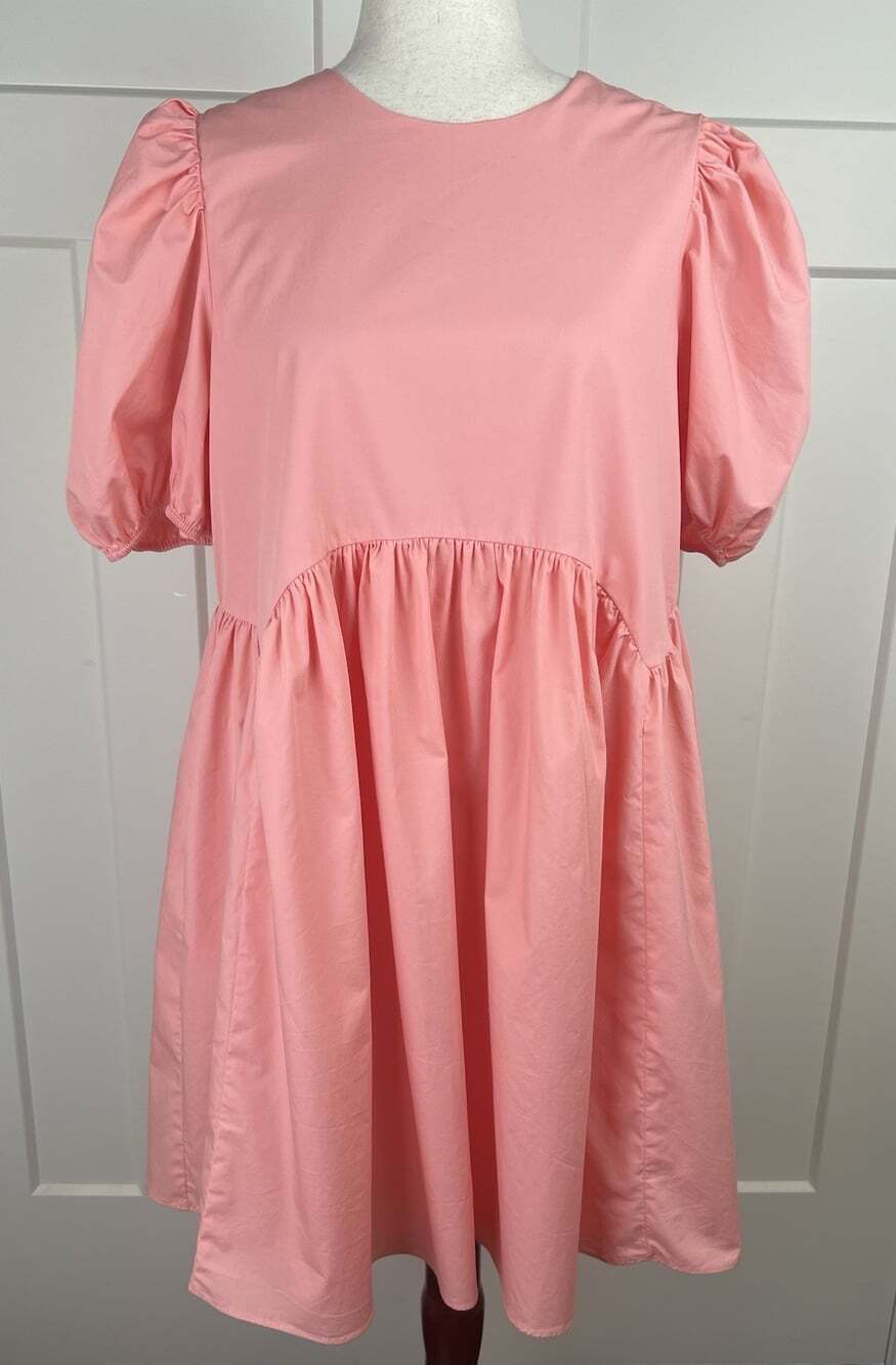 Tuckernuck Hyacinth House Allie Dress S Coral Pink Puff Sleeve Babydoll